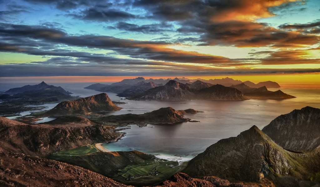Lofoten Islands Sunset for 1024 x 600 widescreen resolution