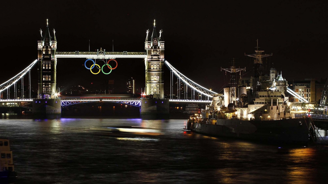 London Bridge at Night 2012 Olympics for 1366 x 768 HDTV resolution
