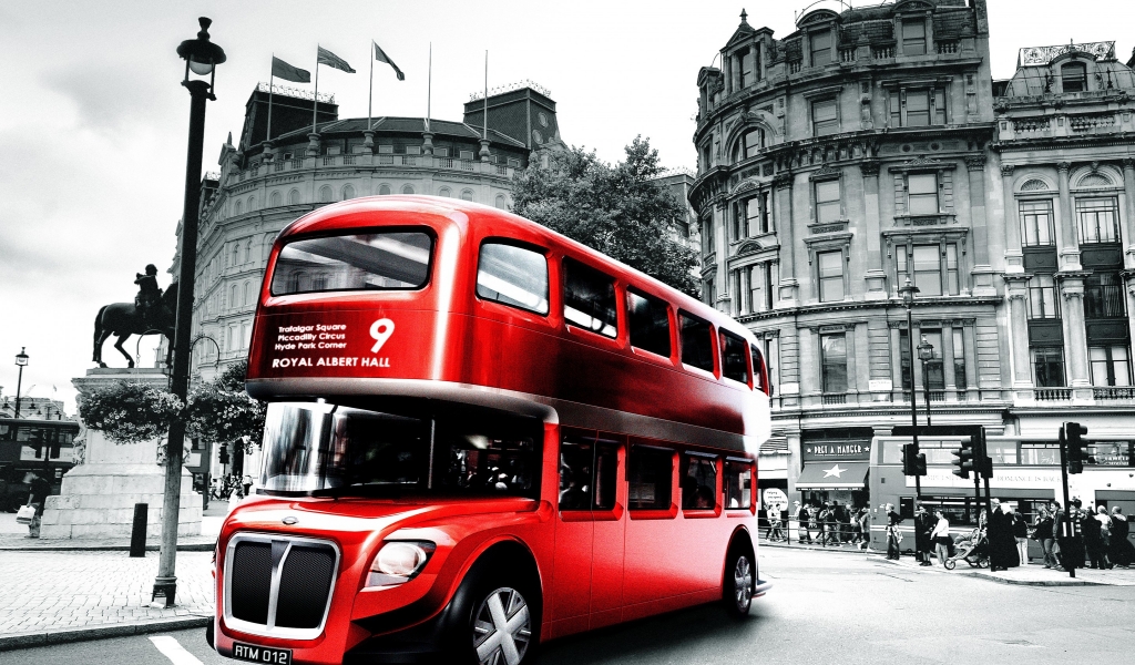 London Bus Design for 1024 x 600 widescreen resolution