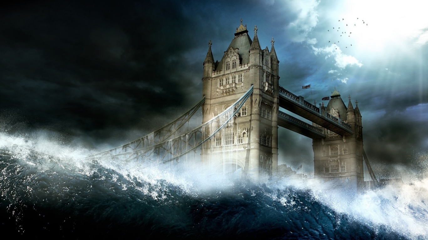London Tower Bridge Wave for 1366 x 768 HDTV resolution