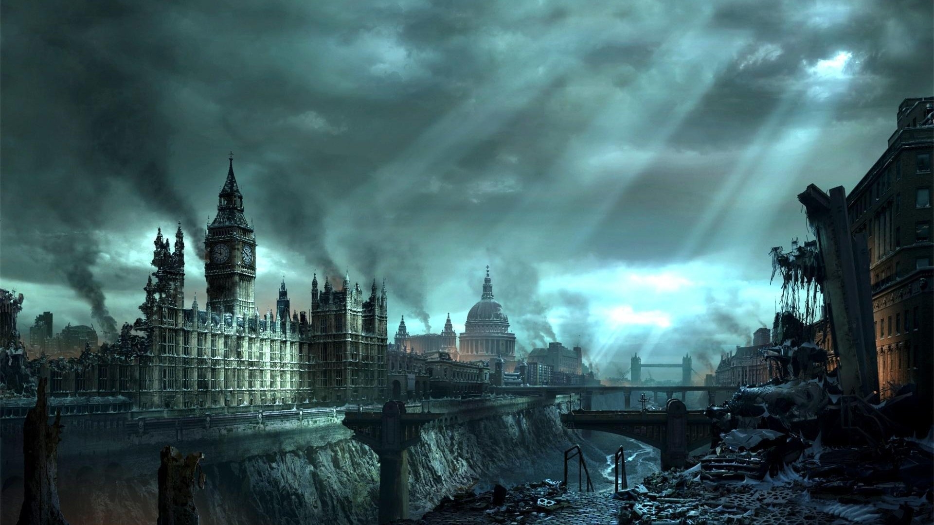 London under disaster for 1920 x 1080 HDTV 1080p resolution