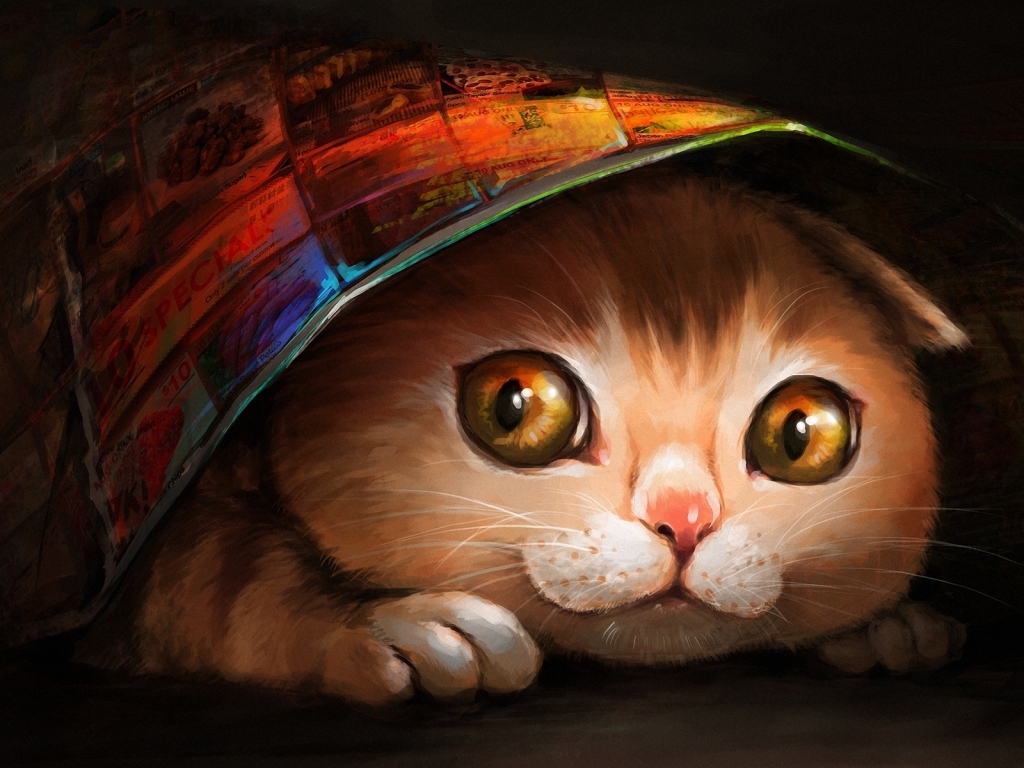 Lovely Cat Painting for 1024 x 768 resolution