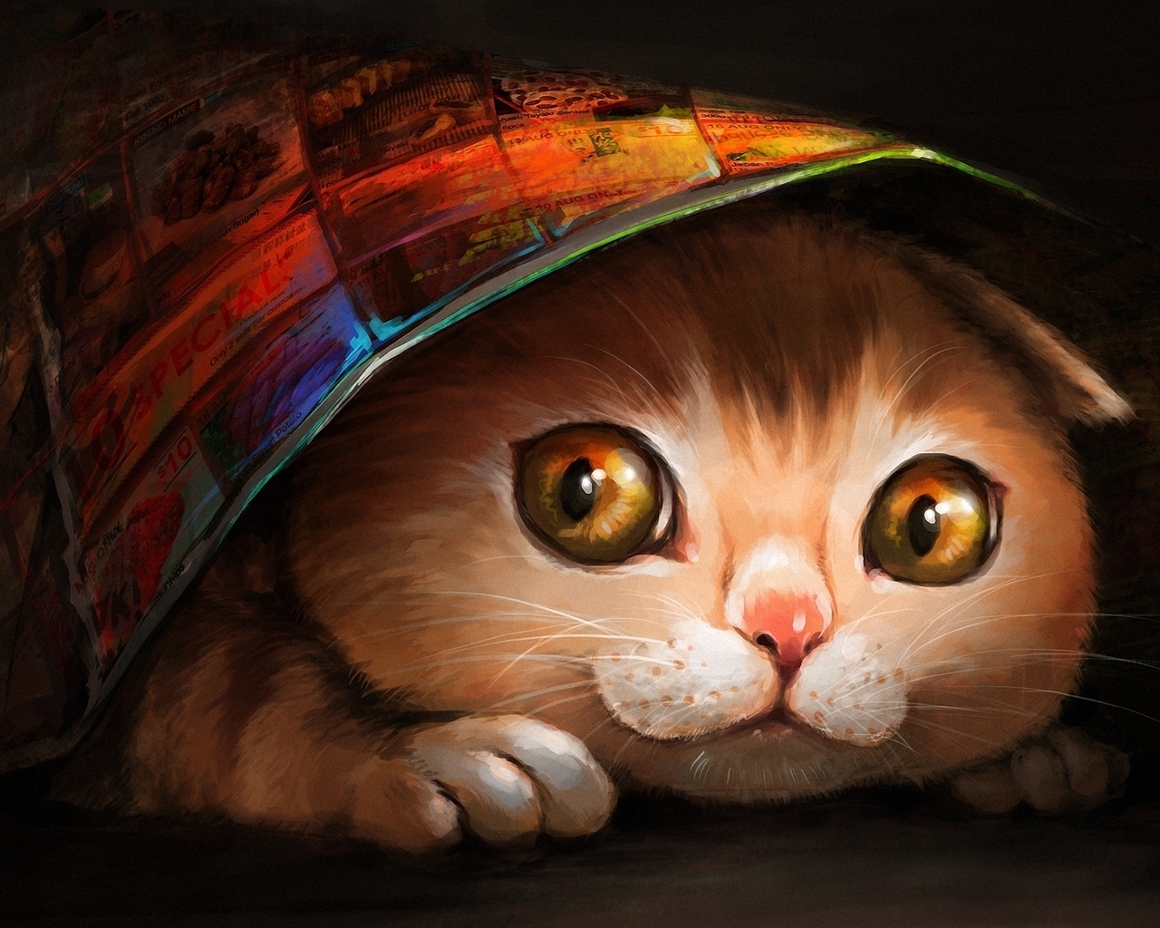 Lovely Cat Painting for 1280 x 1024 resolution