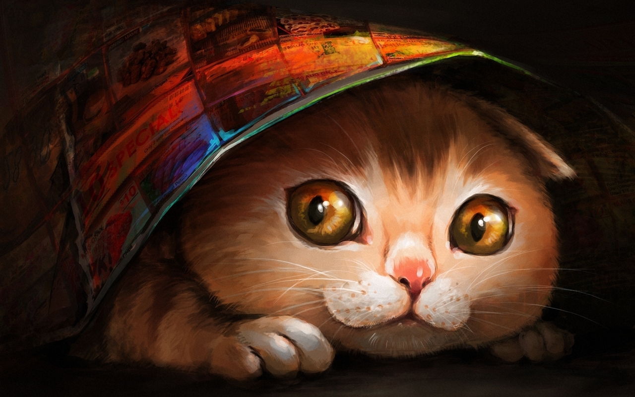 Lovely Cat Painting for 1280 x 800 widescreen resolution