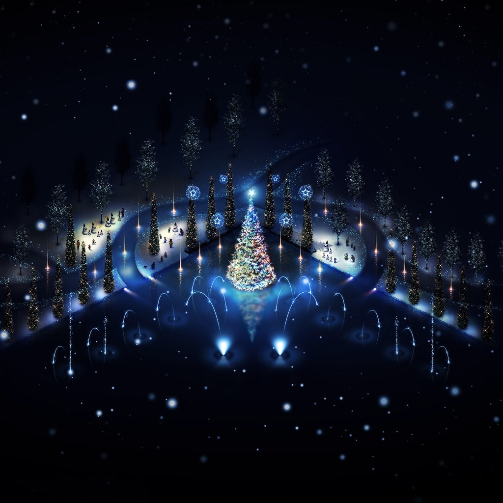 Lovely Christmas Trees Lighting for 1024 x 1024 iPad resolution