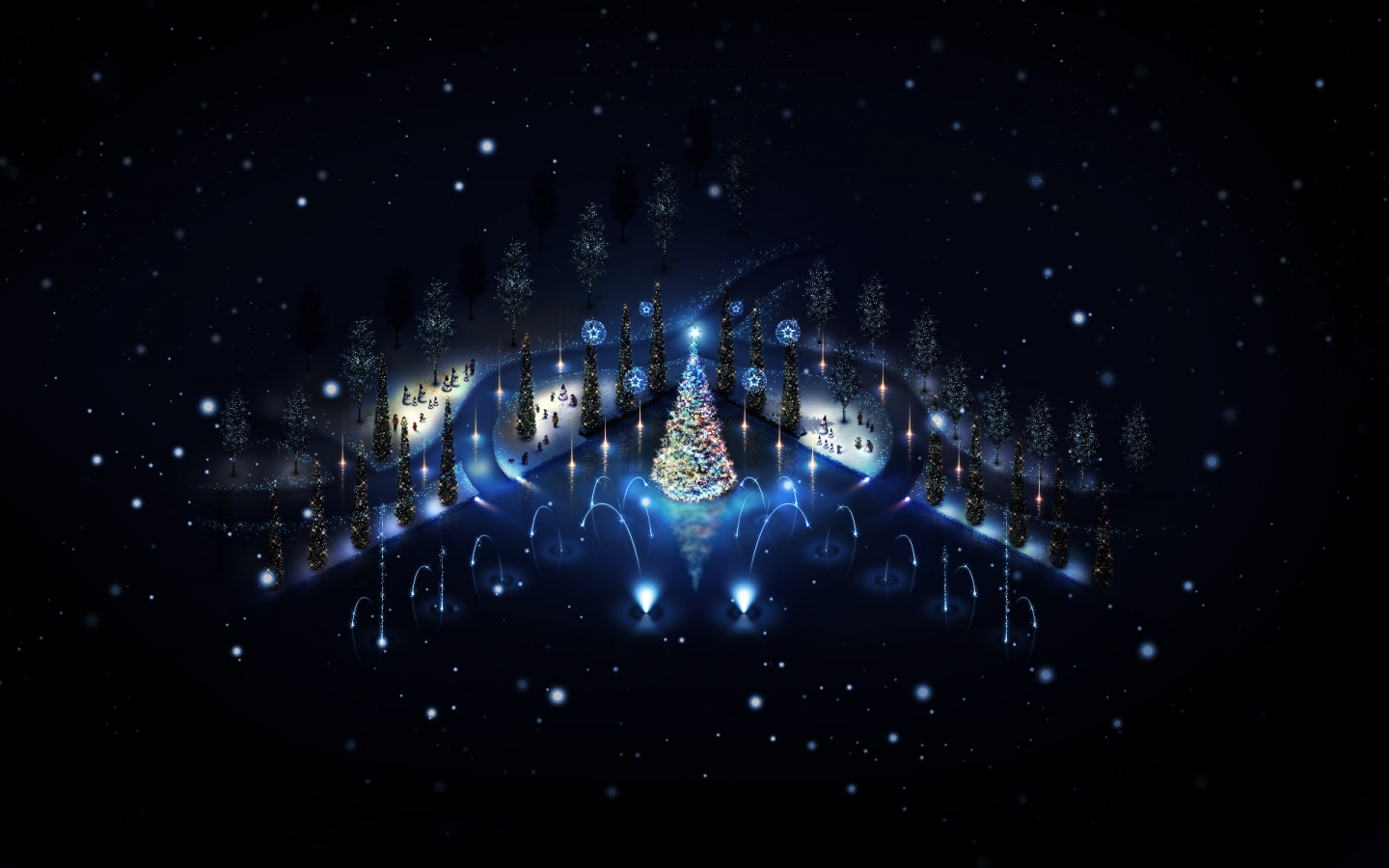 Lovely Christmas Trees Lighting for 1440 x 900 widescreen resolution