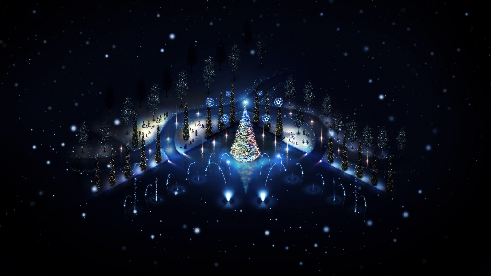 Lovely Christmas Trees Lighting for 1600 x 900 HDTV resolution