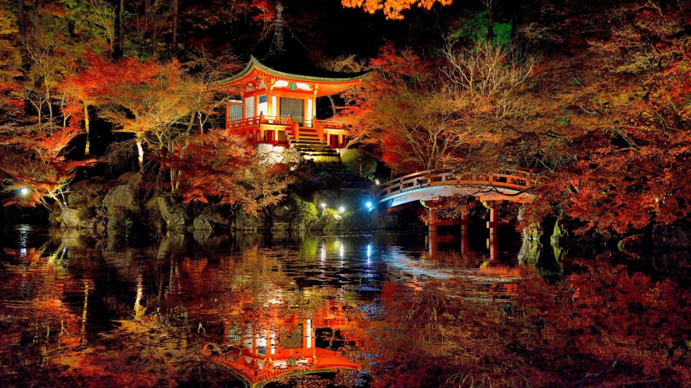 Lovely Japanese Garden for 1366 x 768 HDTV resolution