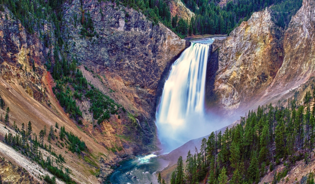 Lower Falls Yellowstone National Park for 1024 x 600 widescreen resolution