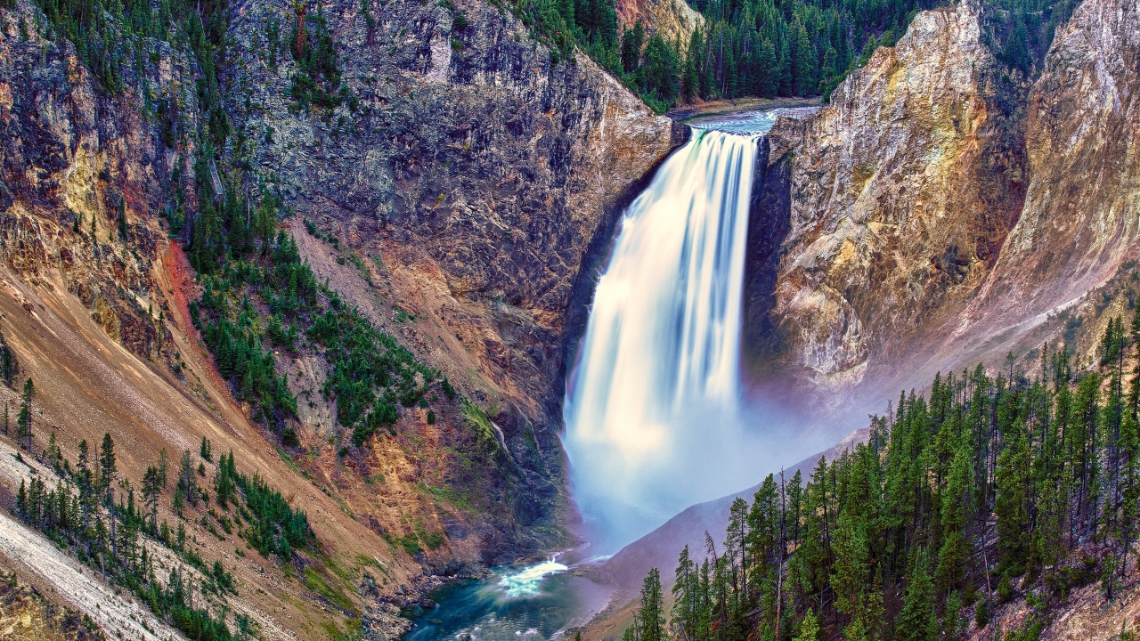 Lower Falls Yellowstone National Park for 1280 x 720 HDTV 720p resolution