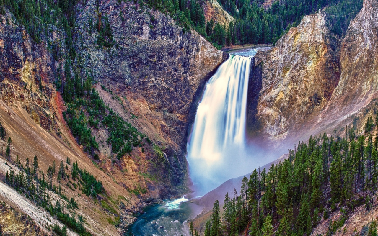 Lower Falls Yellowstone National Park for 1280 x 800 widescreen resolution
