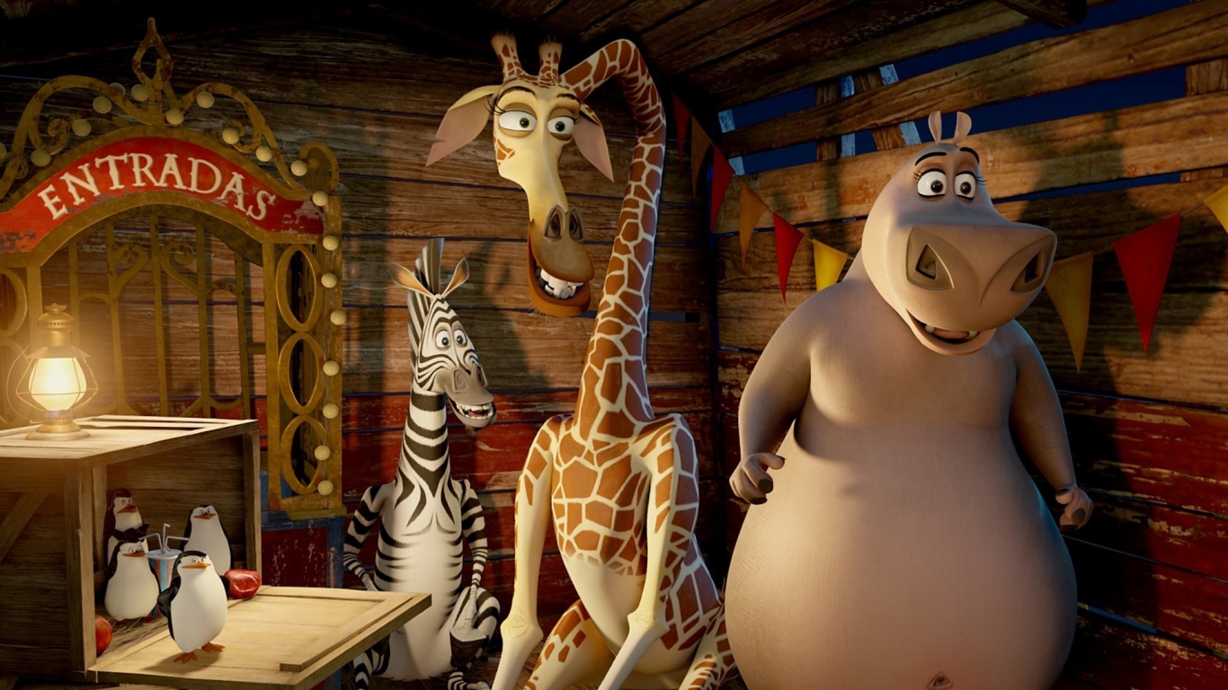 Madagascar 3 Characters for 1366 x 768 HDTV resolution
