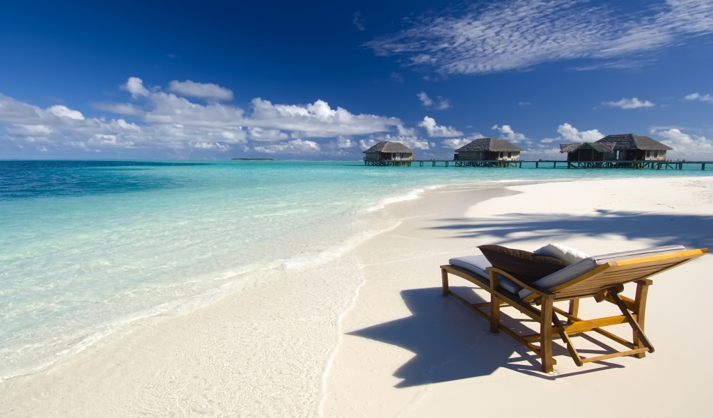 Maldives Conrad Beach for 1024 x 600 widescreen resolution