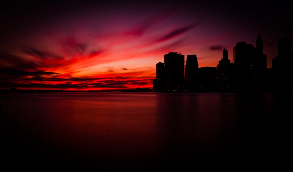 Manhattan Sunset for 1024 x 600 widescreen resolution