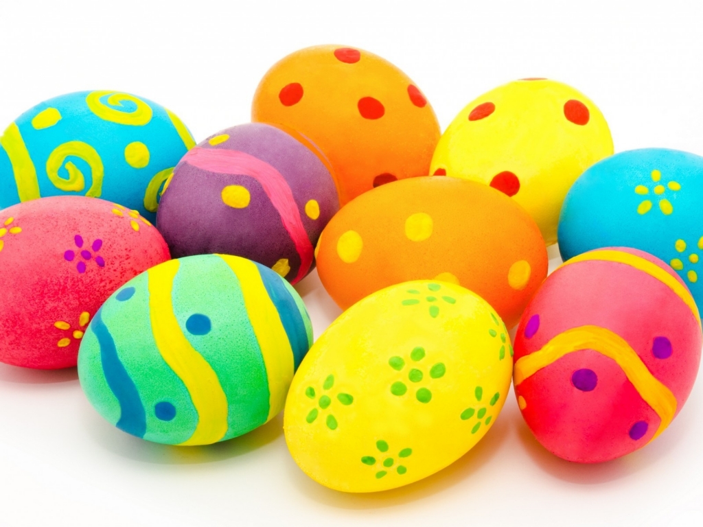 Many Colorful Easter Eggs for 1024 x 768 resolution