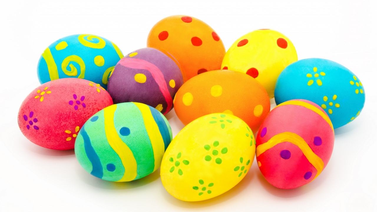 Many Colorful Easter Eggs for 1280 x 720 HDTV 720p resolution
