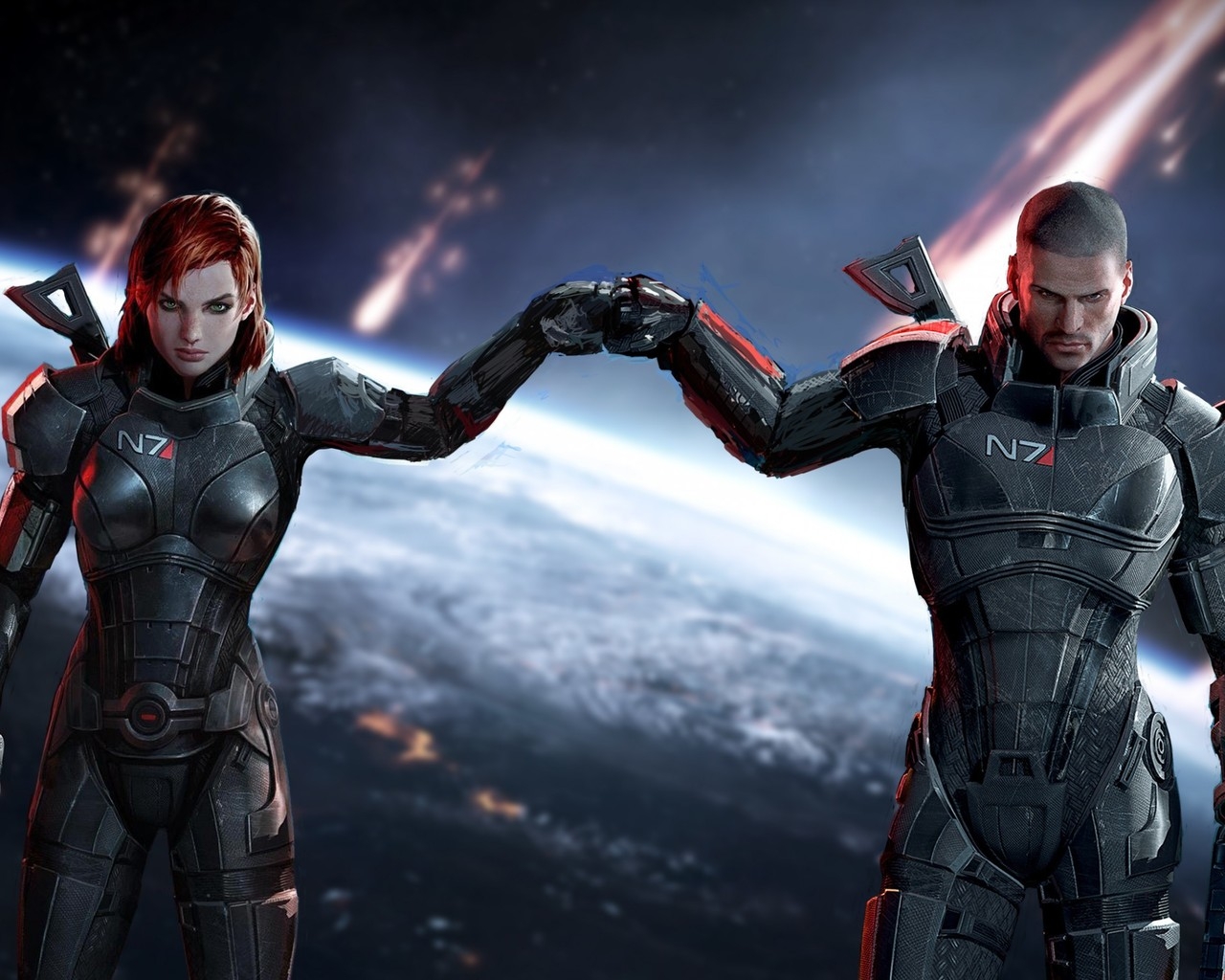 Mass Effect Jane and John Shepard for 1280 x 1024 resolution