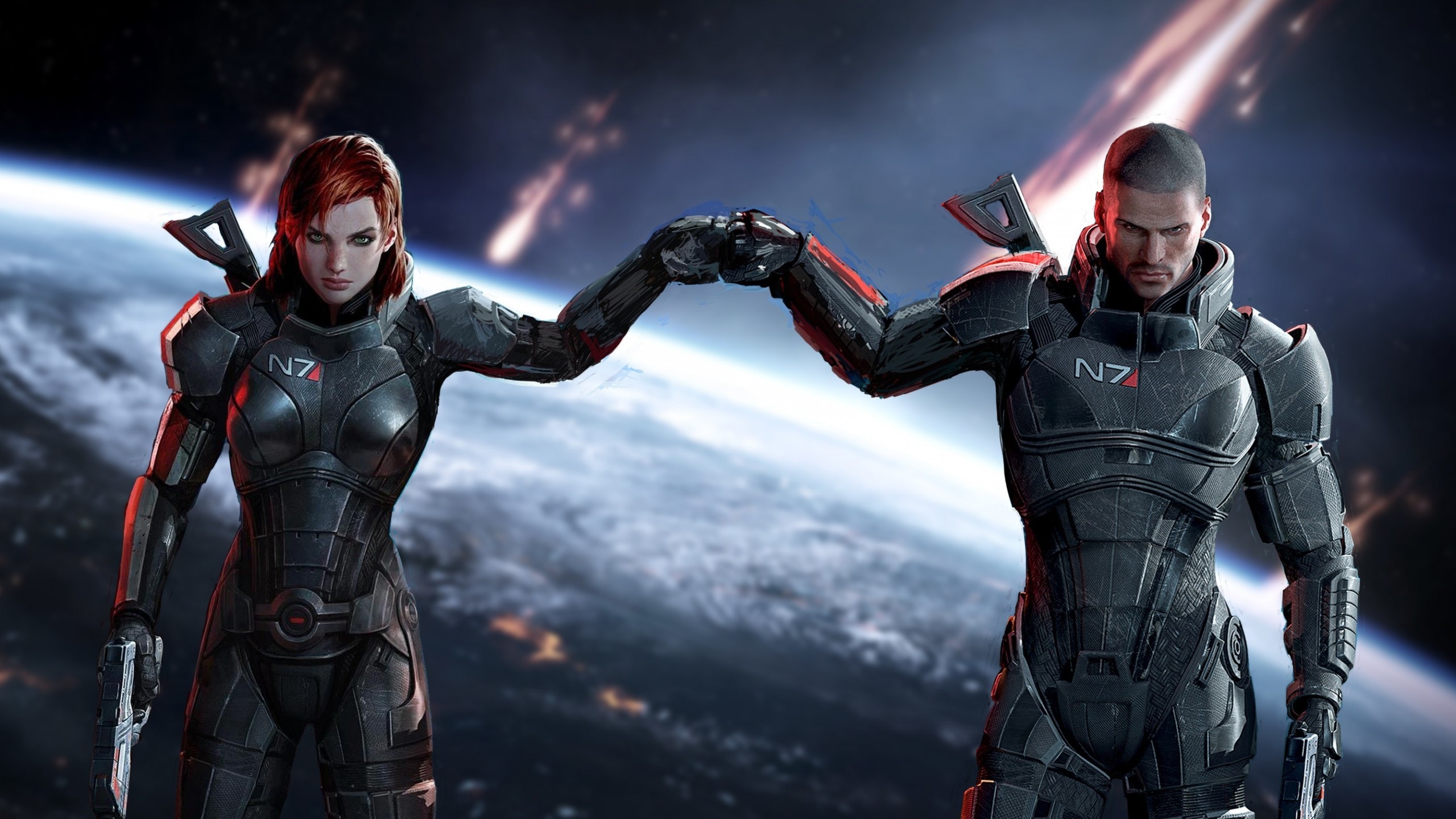 Mass Effect Jane and John Shepard for 2560x1440 HDTV resolution