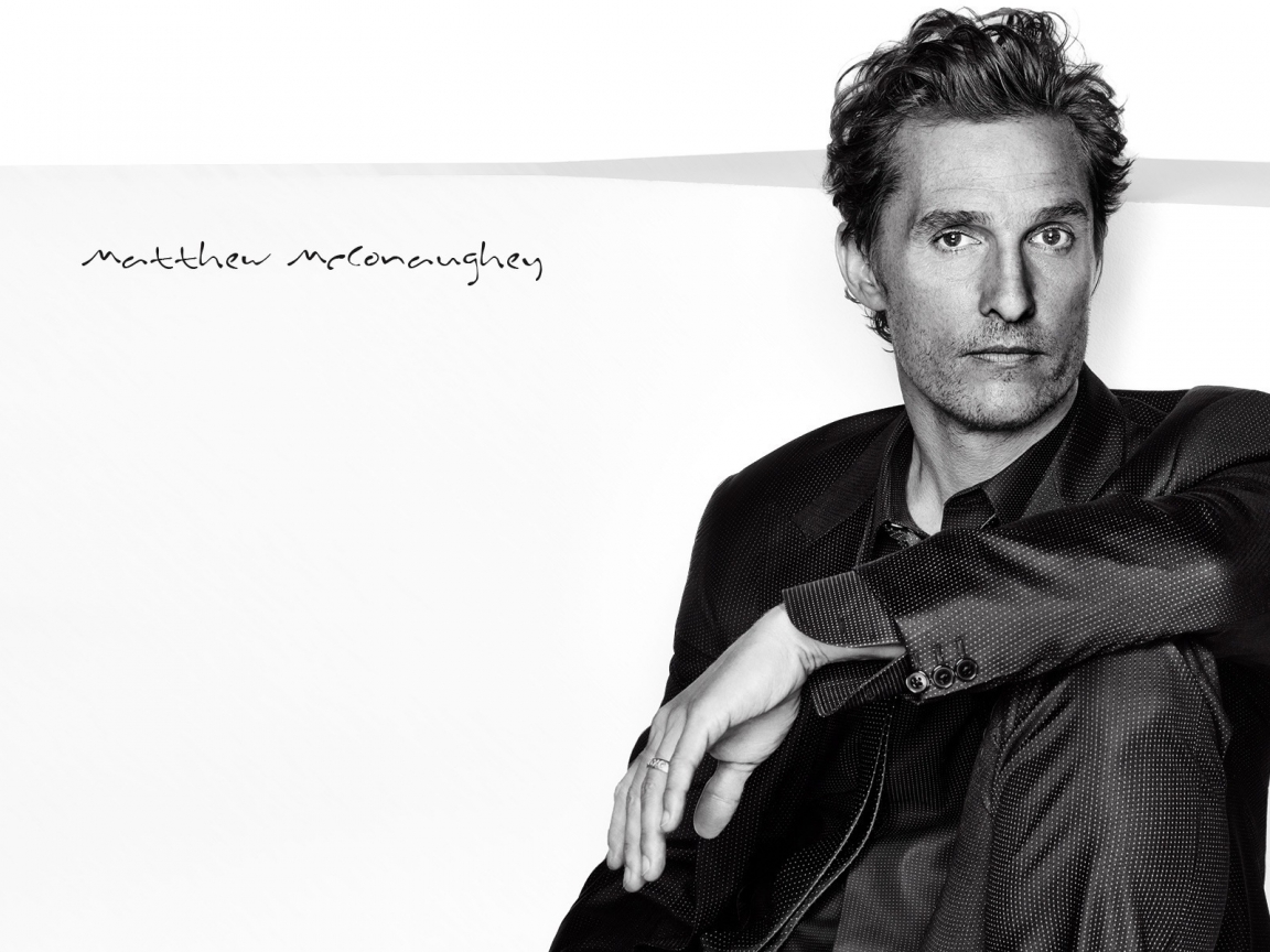 Matthew McConaughey Black and White for 1152 x 864 resolution
