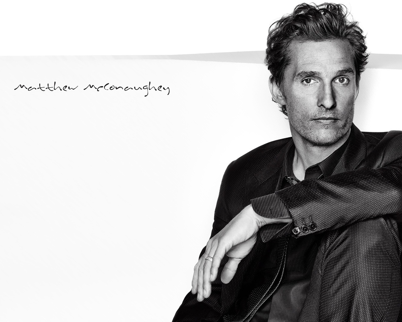 Matthew McConaughey Black and White for 1280 x 1024 resolution