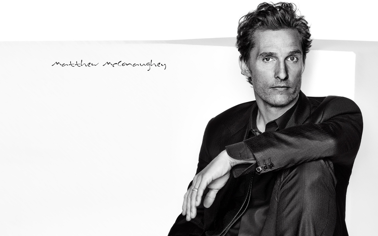 Matthew McConaughey Black and White for 1280 x 800 widescreen resolution