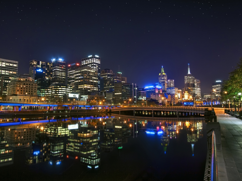 Melbourne Night Landscape for 1024 x 768 resolution