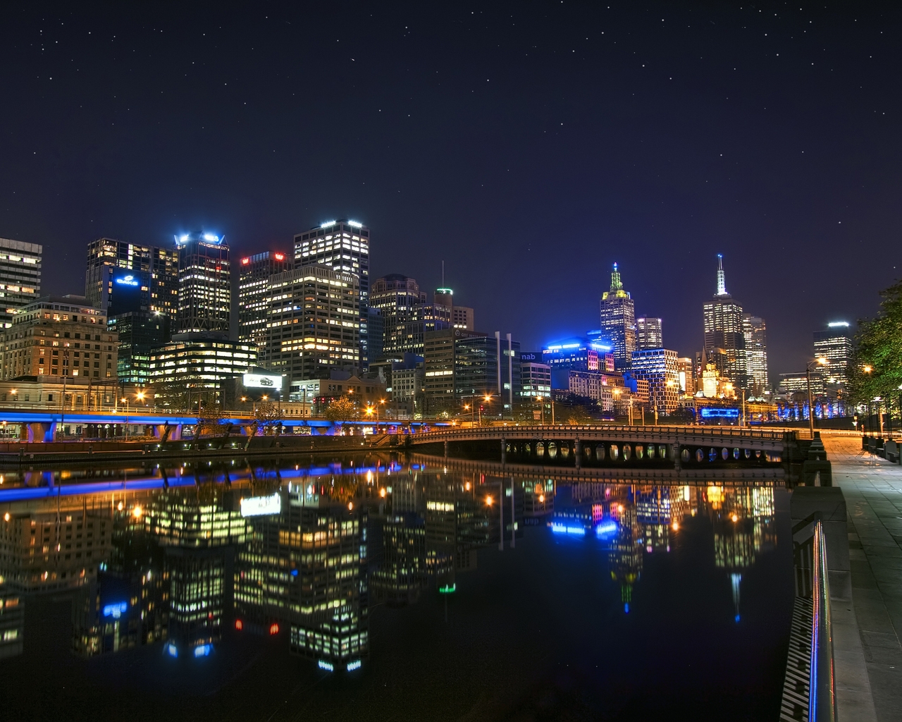 Melbourne Night Landscape for 1280 x 1024 resolution
