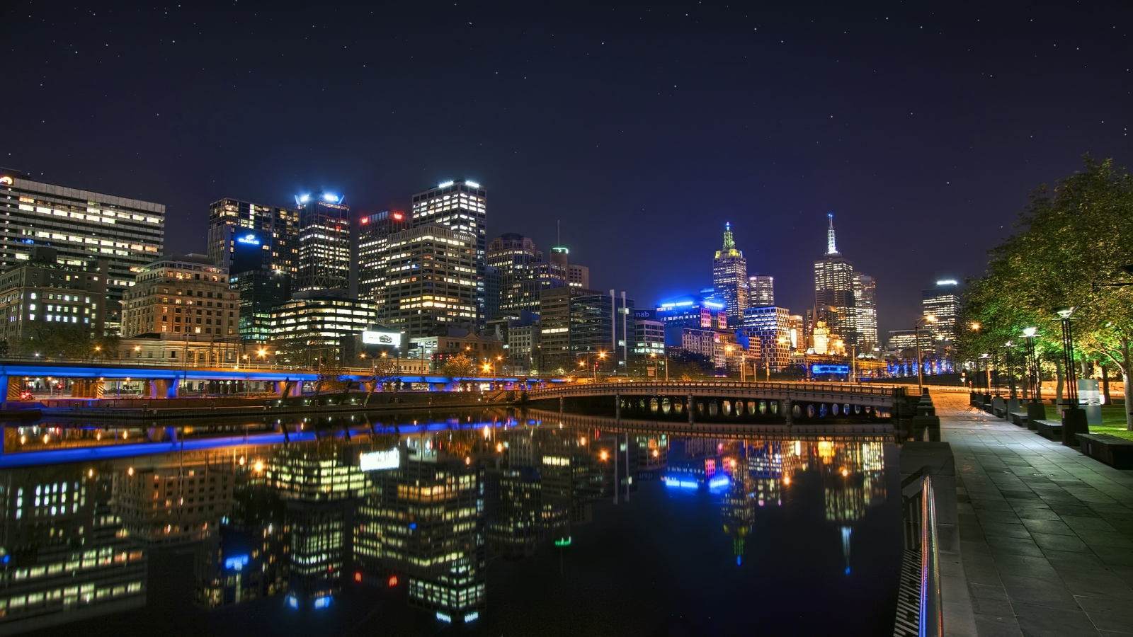 Melbourne Night Landscape for 1600 x 900 HDTV resolution