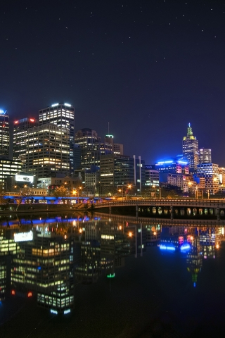 Melbourne Night Landscape for 320 x 480 iPhone resolution