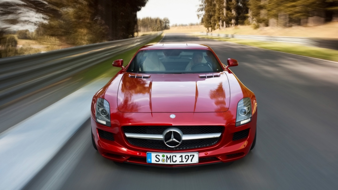Mercedes-Benz SLS AMG Red 2010 for 1280 x 720 HDTV 720p resolution