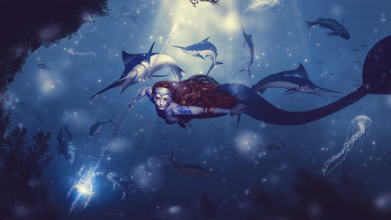 Mermaid Queen for 1366 x 768 HDTV resolution