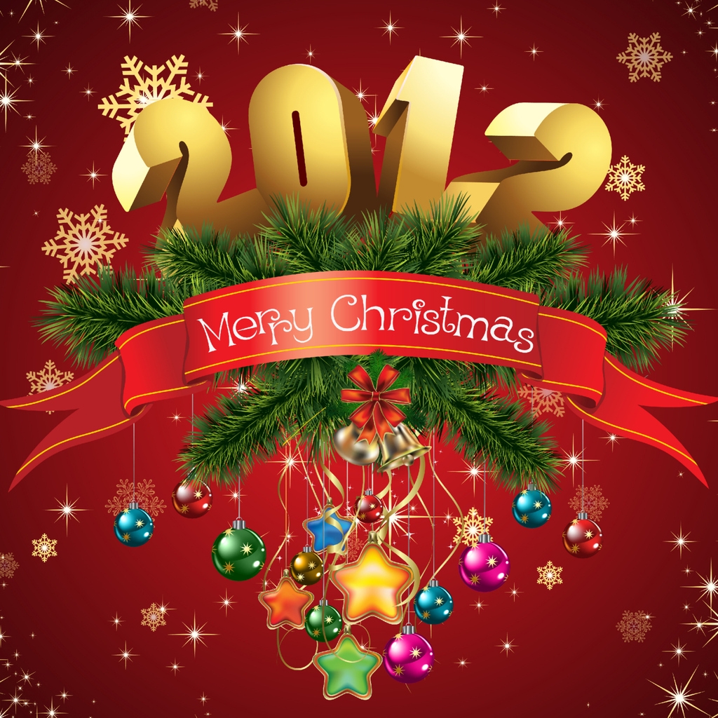 Merry Christmas 2012 for 1024 x 1024 iPad resolution