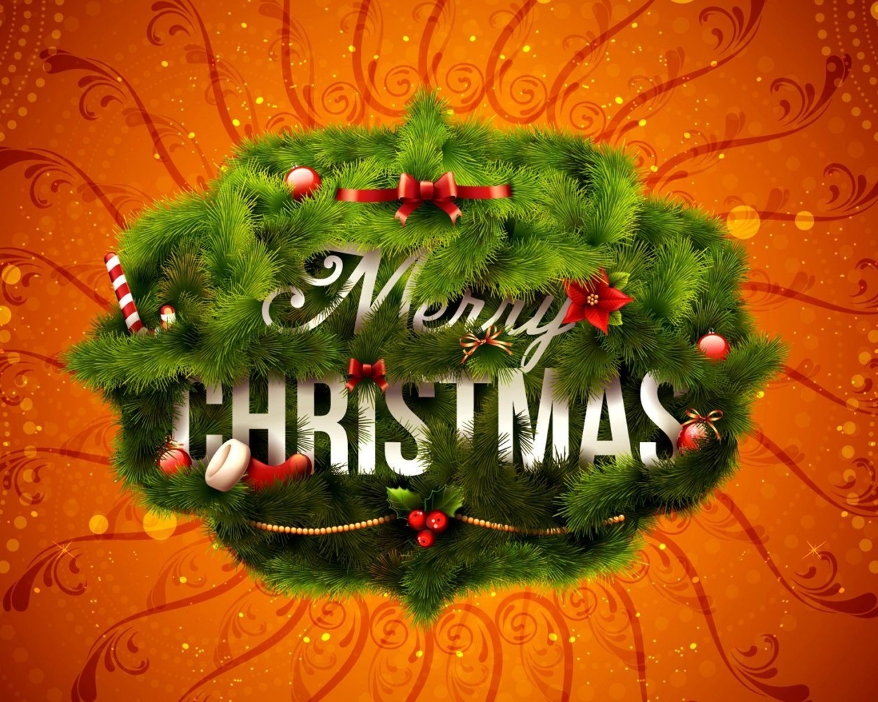 Merry Christmas Wreath for 1280 x 1024 resolution