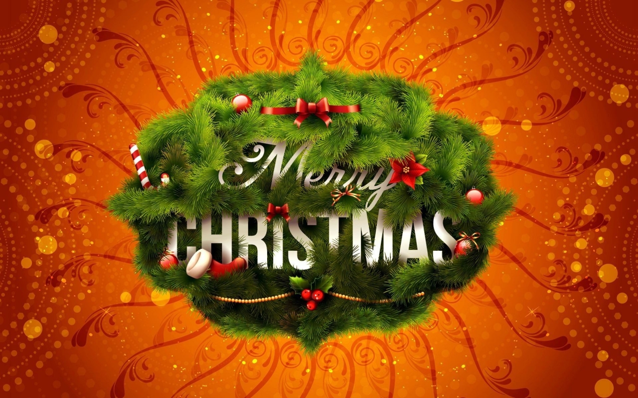 Merry Christmas Wreath for 1280 x 800 widescreen resolution