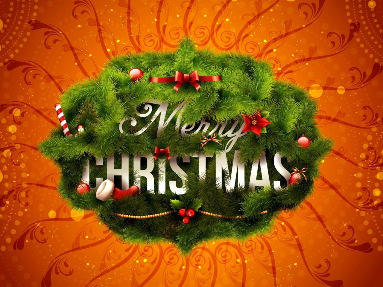 Merry Christmas Wreath for 1280 x 960 resolution