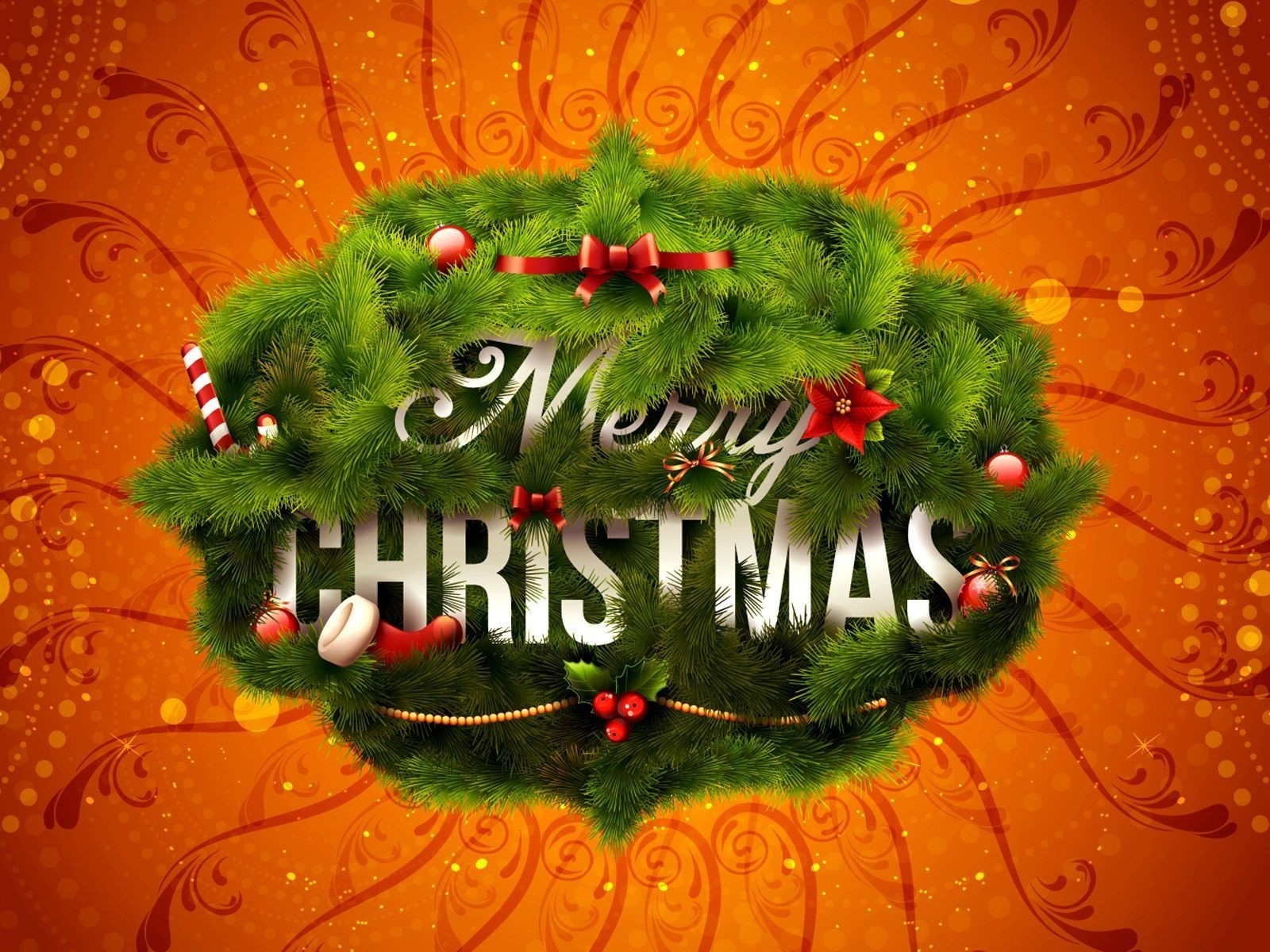 Merry Christmas Wreath for 1600 x 1200 resolution