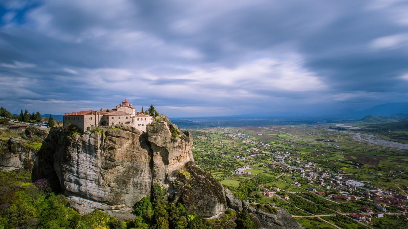Meteora Greece Landscape for 1366 x 768 HDTV resolution
