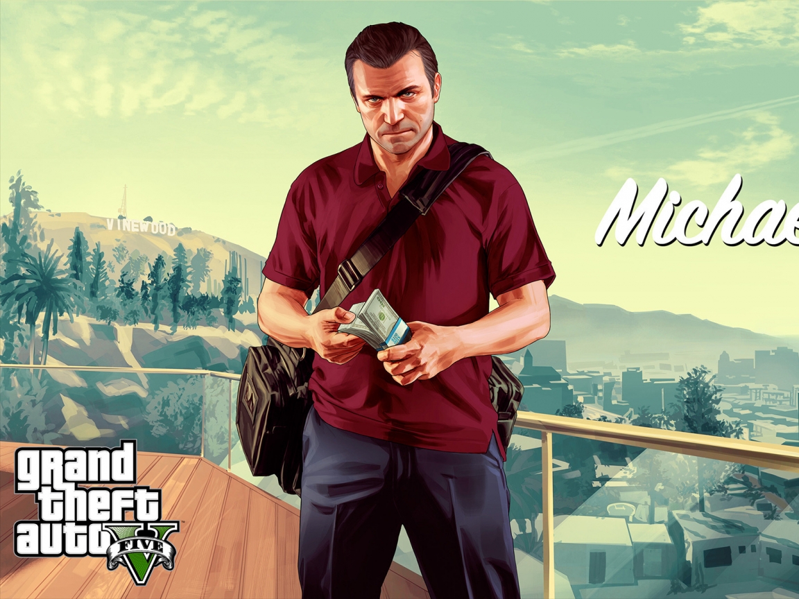 Michael with Money GTA V for 1152 x 864 resolution