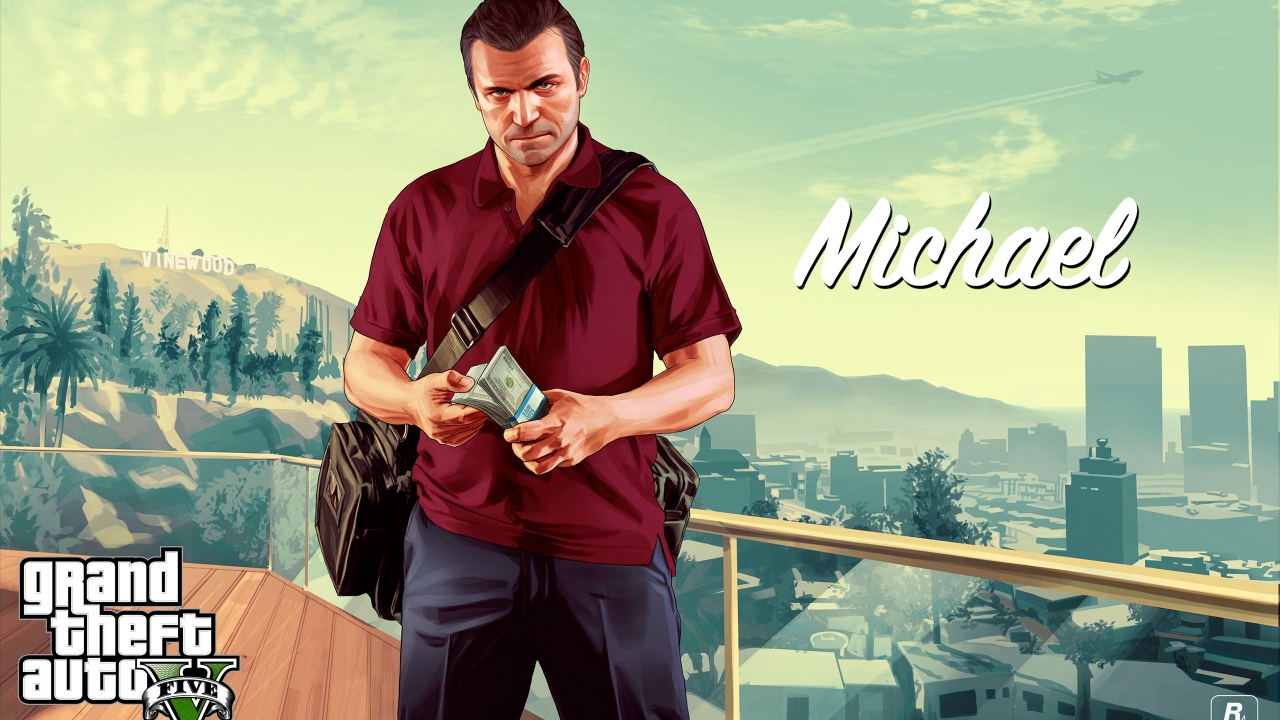Michael with Money GTA V for 1280 x 720 HDTV 720p resolution