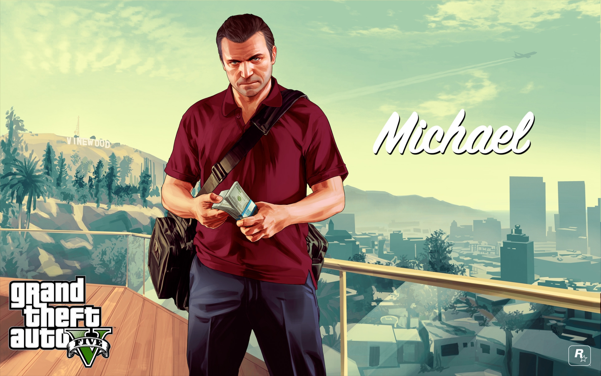 Michael with Money GTA V for 1920 x 1200 widescreen resolution