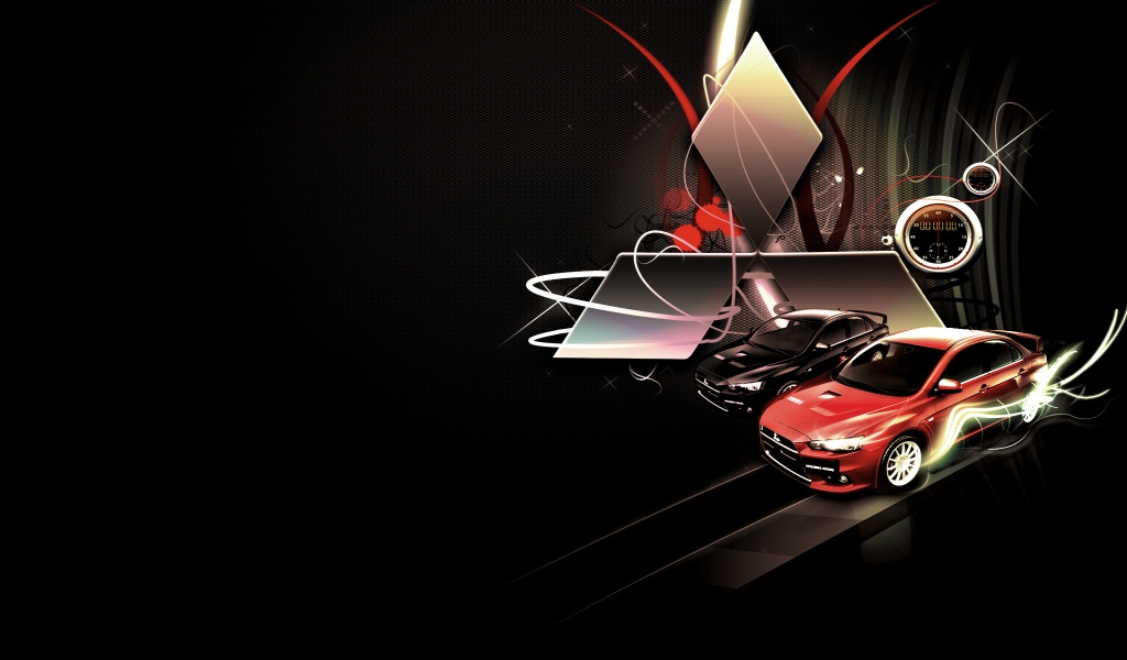 Mitsubishi Lancer Evolution Logo for 1024 x 600 widescreen resolution
