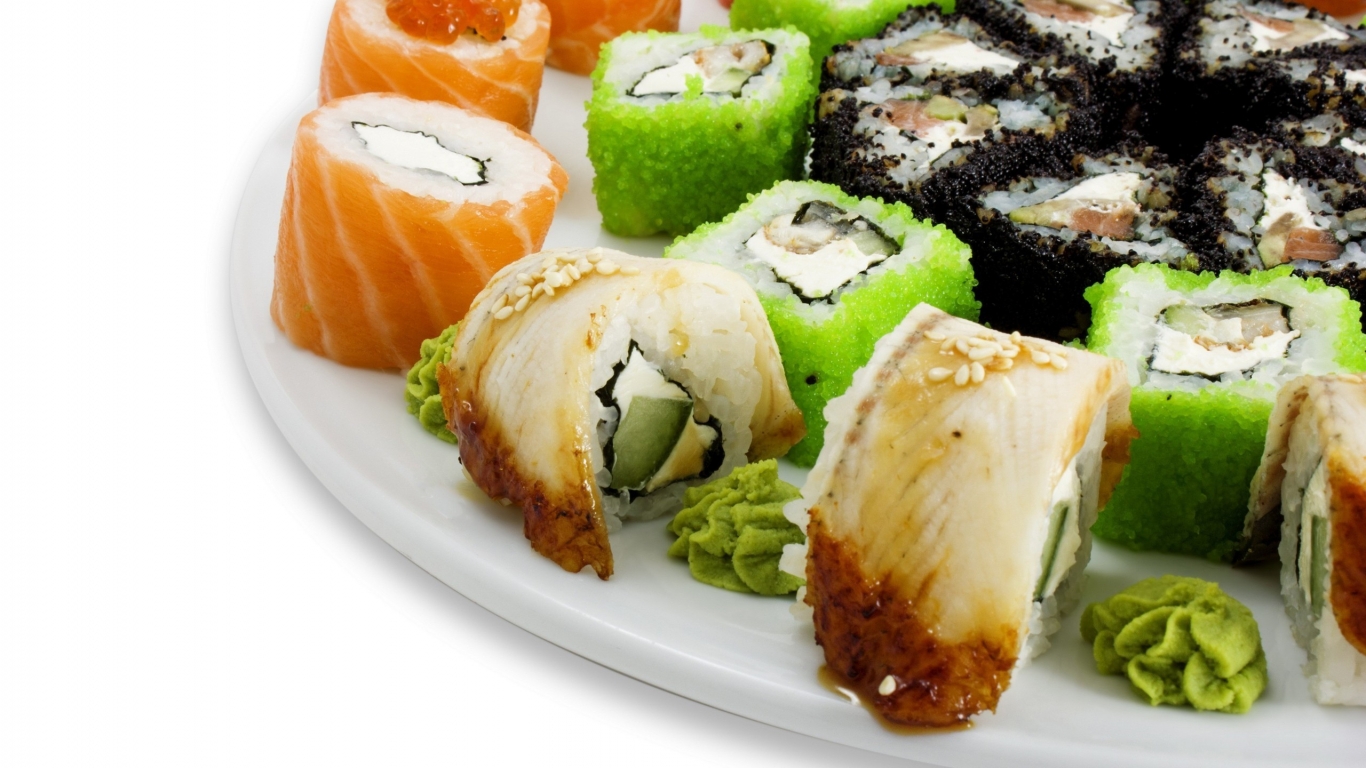 Mixed Sushi Plate for 1366 x 768 HDTV resolution