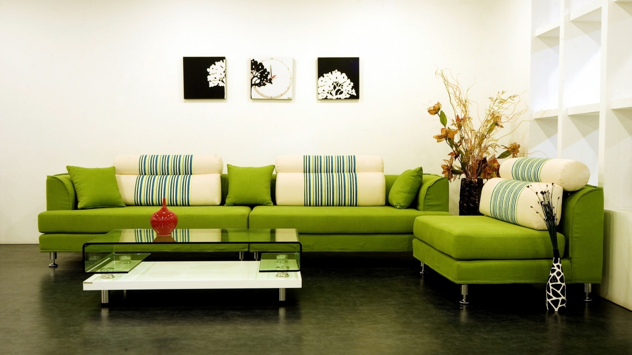 Modern Green Sofa for 1280 x 720 HDTV 720p resolution