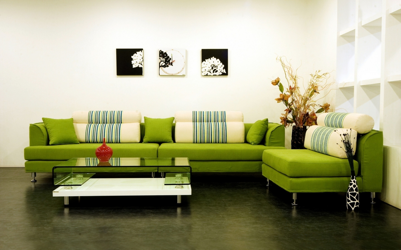 Modern Green Sofa for 1280 x 800 widescreen resolution