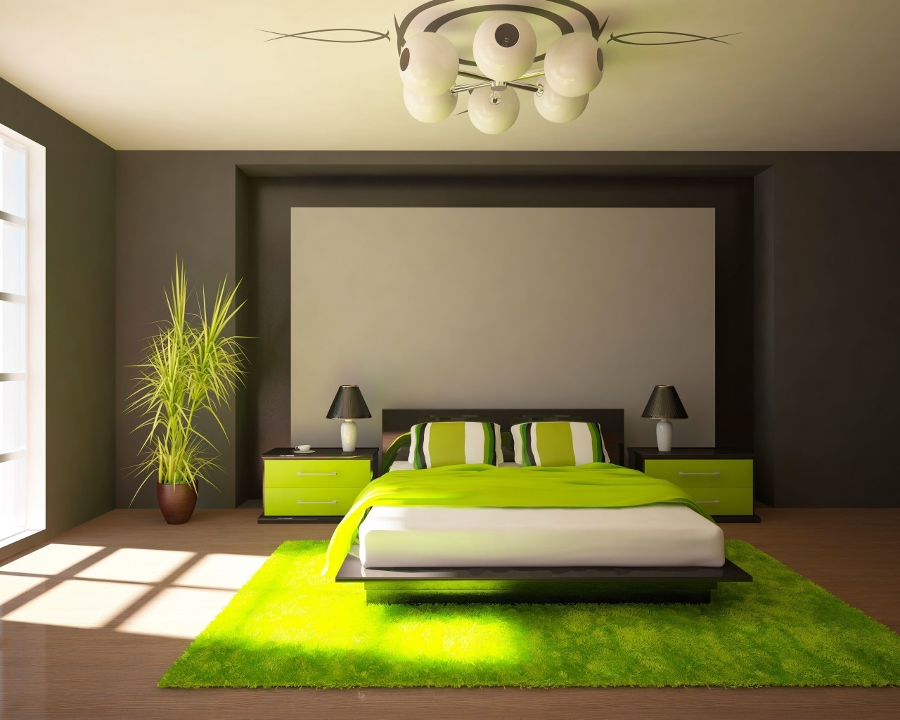 Modern King Size Bedroom for 1280 x 1024 resolution