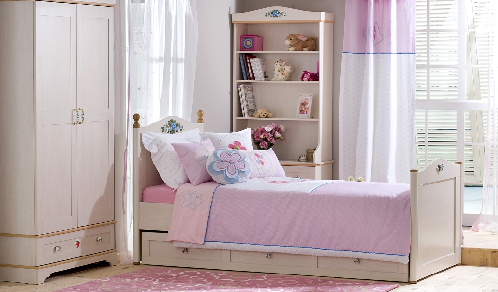 Modern Pink Bedroom for 1024 x 600 widescreen resolution