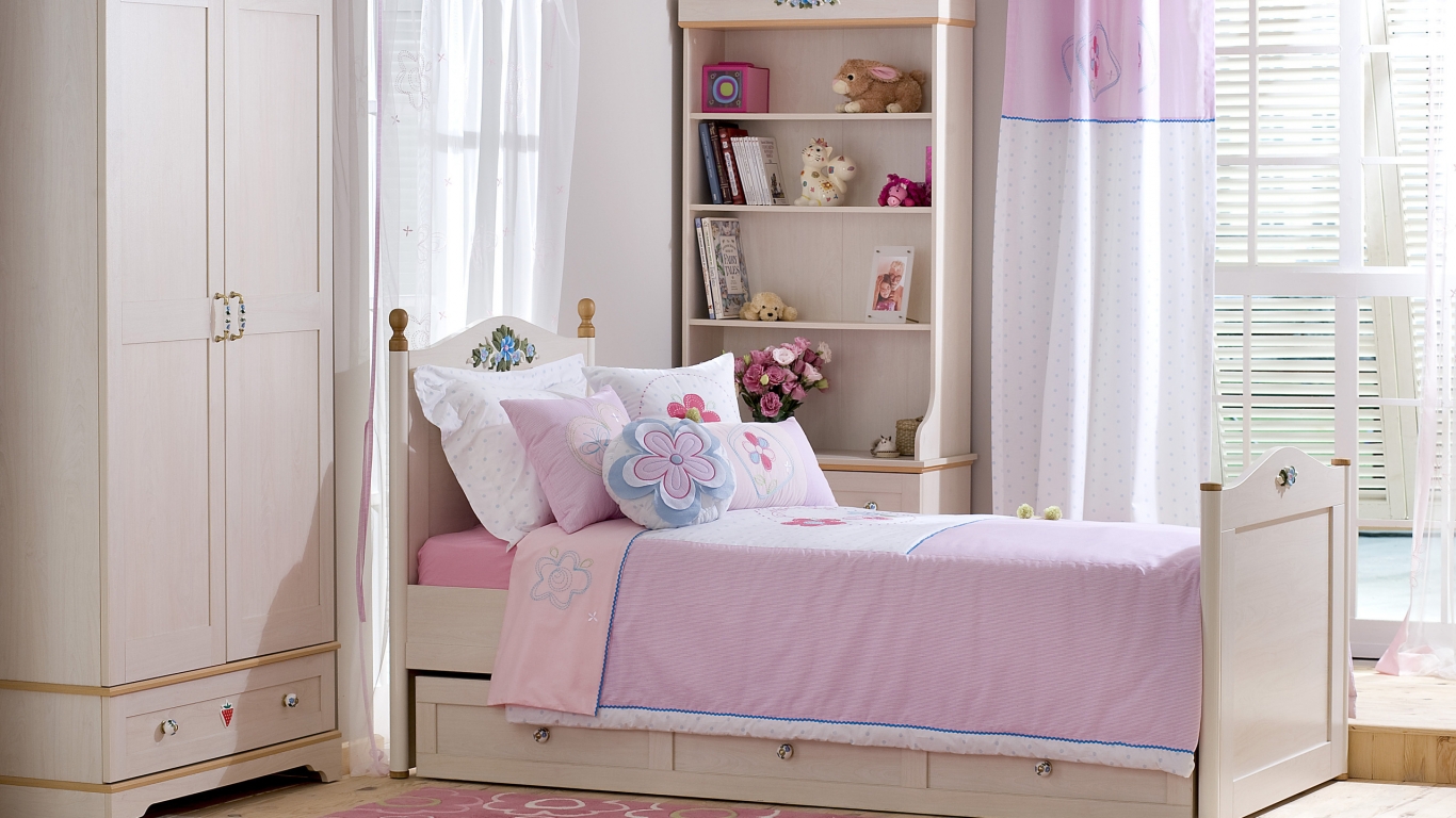 Modern Pink Bedroom for 1366 x 768 HDTV resolution