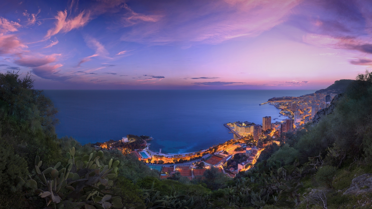 Monaco Winter Clouds Panorama for 1280 x 720 HDTV 720p resolution