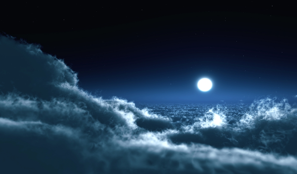 Moon above the clouds for 1024 x 600 widescreen resolution