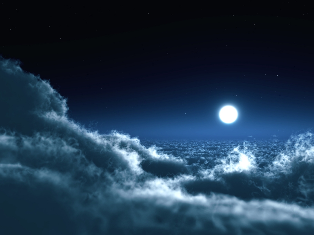 Moon above the clouds for 1024 x 768 resolution